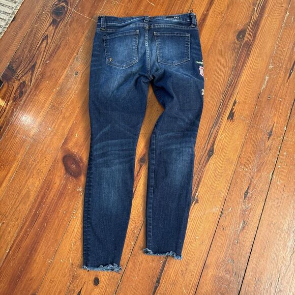 Kut From The Kloth Ankle Skinny Jeans Size 6 Embroidered Floral Dark Wash - Picture 7 of 7